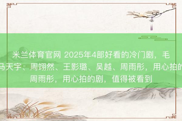 米兰体育官网 2025年4部好看的冷门剧,毛晓彤、张彬彬、马天宇、周翊然、王影璐、吴越、周雨彤,用心拍的剧,值得被看到