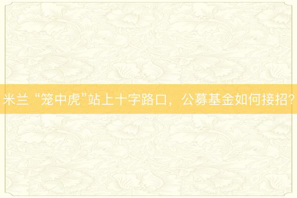 米兰 “笼中虎”站上十字路口,公募基金如何接招?
