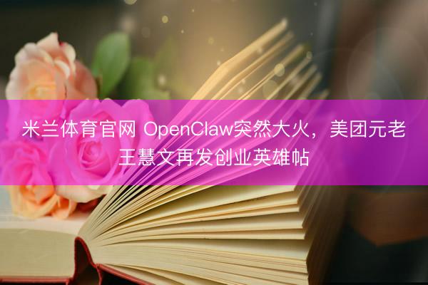 米兰体育官网 OpenClaw突然大火，美团元老王慧文再发创业英雄帖