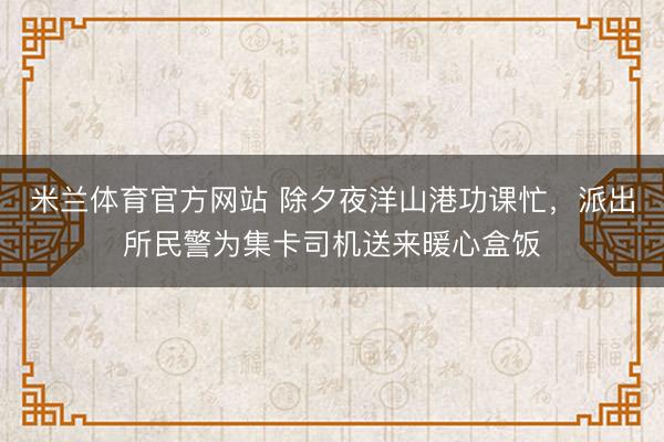 米兰体育官方网站 除夕夜洋山港功课忙，派出所民警为集卡司机送来暖心盒饭