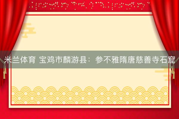 米兰体育 宝鸡市麟游县:参不雅隋唐慈善寺石窟