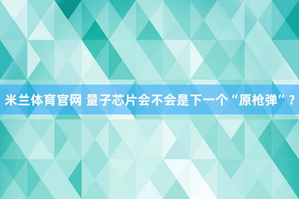 米兰体育官网 量子芯片会不会是下一个“原枪弹”？