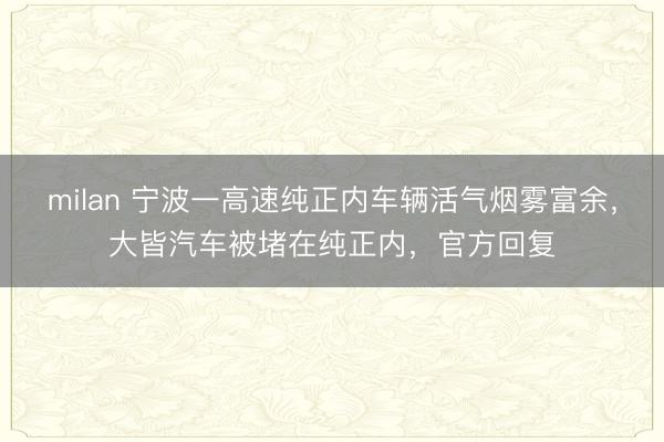 milan 宁波一高速纯正内车辆活气烟雾富余，大皆汽车被堵在纯正内，官方回复