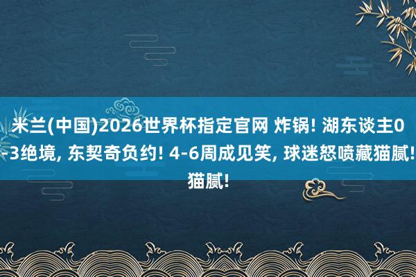 米兰(中国)2026世界杯指定官网 炸锅! 湖东谈主0-3绝境， 东契奇负约! 4-6周成见笑， 球迷怒喷藏猫腻!