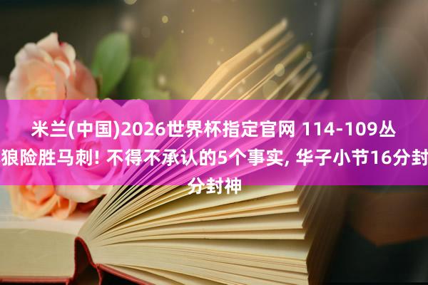 米兰(中国)2026世界杯指定官网 114-109丛林狼险胜马刺! 不得不承认的5个事实, 华子小节16分封神