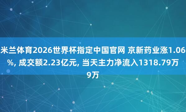 米兰体育2026世界杯指定中国官网 京新药业涨1.06%, 成交额2.23亿元, 当天主力净流入1318.79万