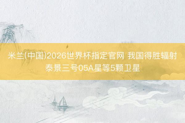 米兰(中国)2026世界杯指定官网 我国得胜辐射泰景三号05A星等5颗卫星