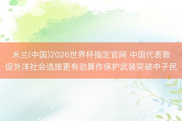 米兰(中国)2026世界杯指定官网 中国代表敦促外洋社会选拔更有劲算作保护武装突破中子民