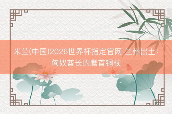 米兰(中国)2026世界杯指定官网 兰州出土:匈奴酋长的鹰首铜杖