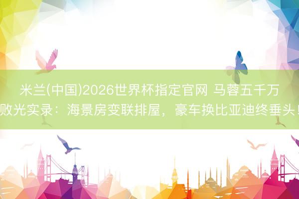 米兰(中国)2026世界杯指定官网 马蓉五千万败光实录:海景房变联排屋,豪车换比亚迪终垂头!