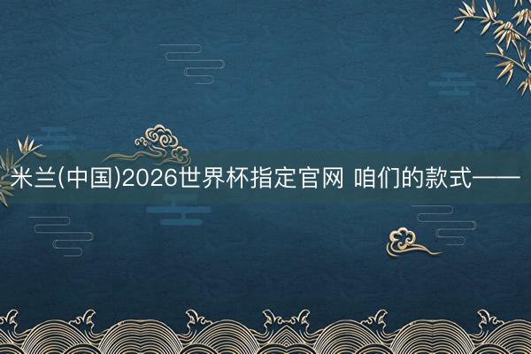 米兰(中国)2026世界杯指定官网 咱们的款式——