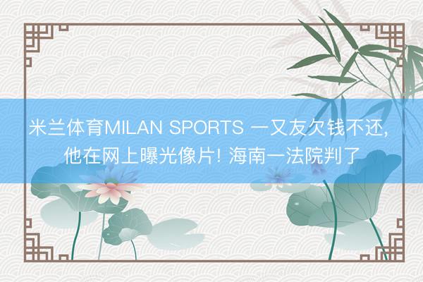 米兰体育MILAN SPORTS 一又友欠钱不还, 他在网上曝光像片! 海南一法院判了